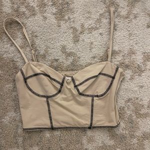 Princess Polly Cropped Top with Black Stitching